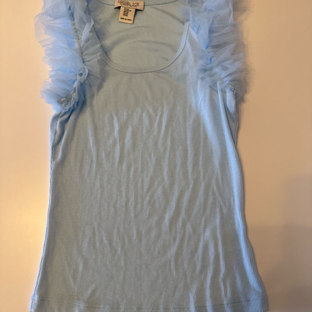 Rachel Zoe Sky Blue Ribbed Top - Picture 4 of 5